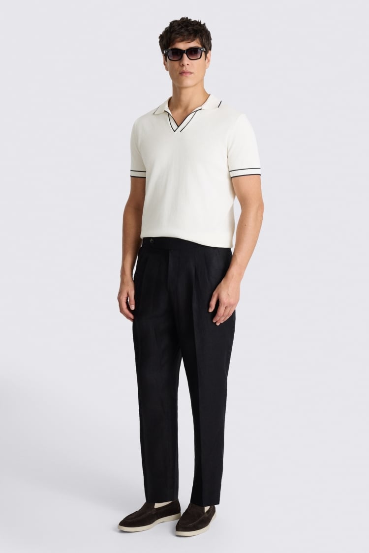 Off White Contrast Placket Cotton Skipper