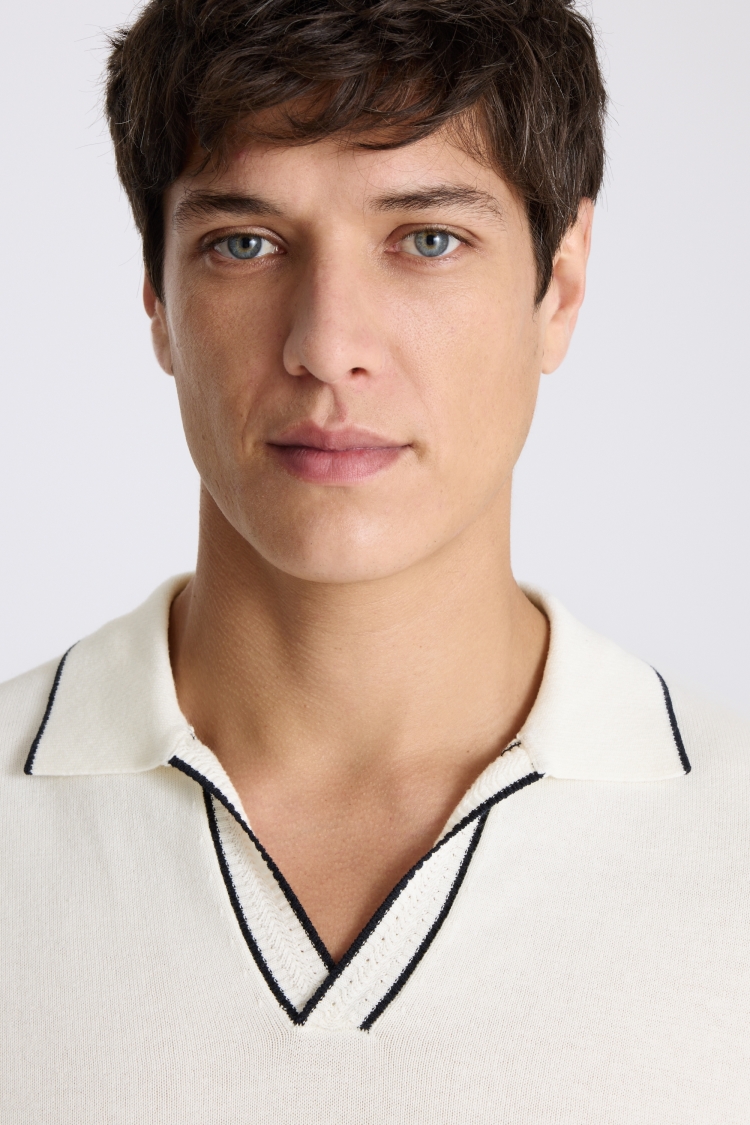 Off White Contrast Placket Cotton Skipper