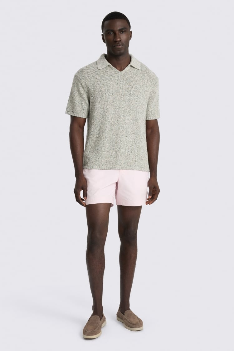 Multi-Colour Cotton-Linen V-Neck Polo Shirt