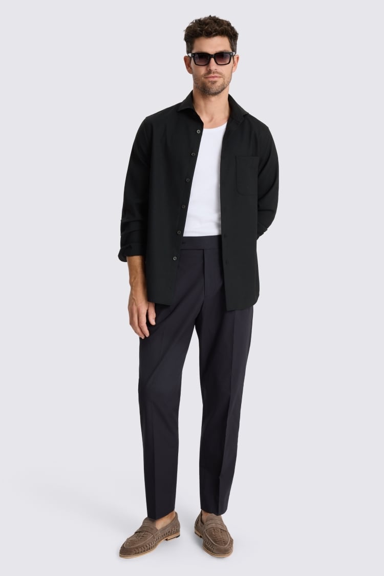 Black Tropical Wool Overshirt