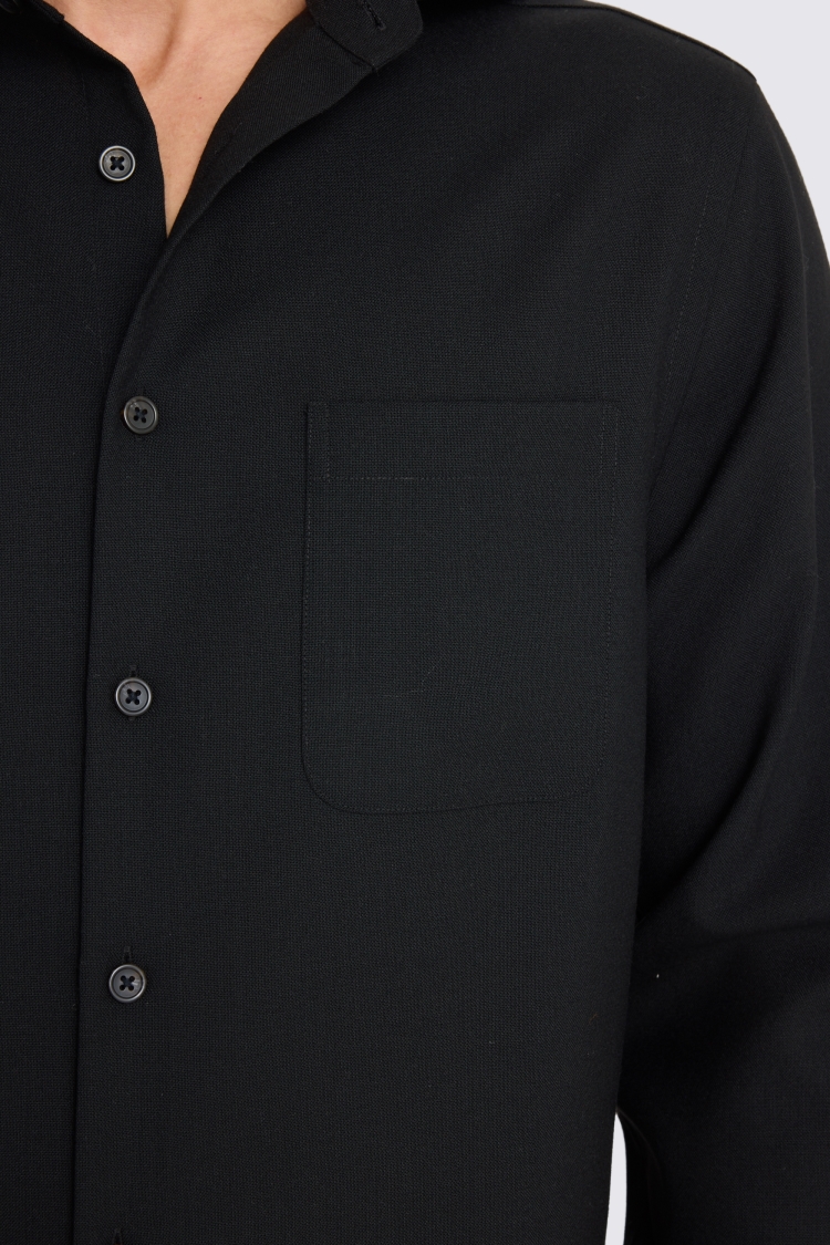 Black Tropical Wool Overshirt