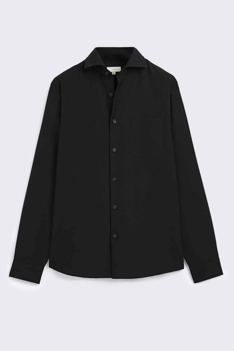 Black Tropical Wool Overshirt
