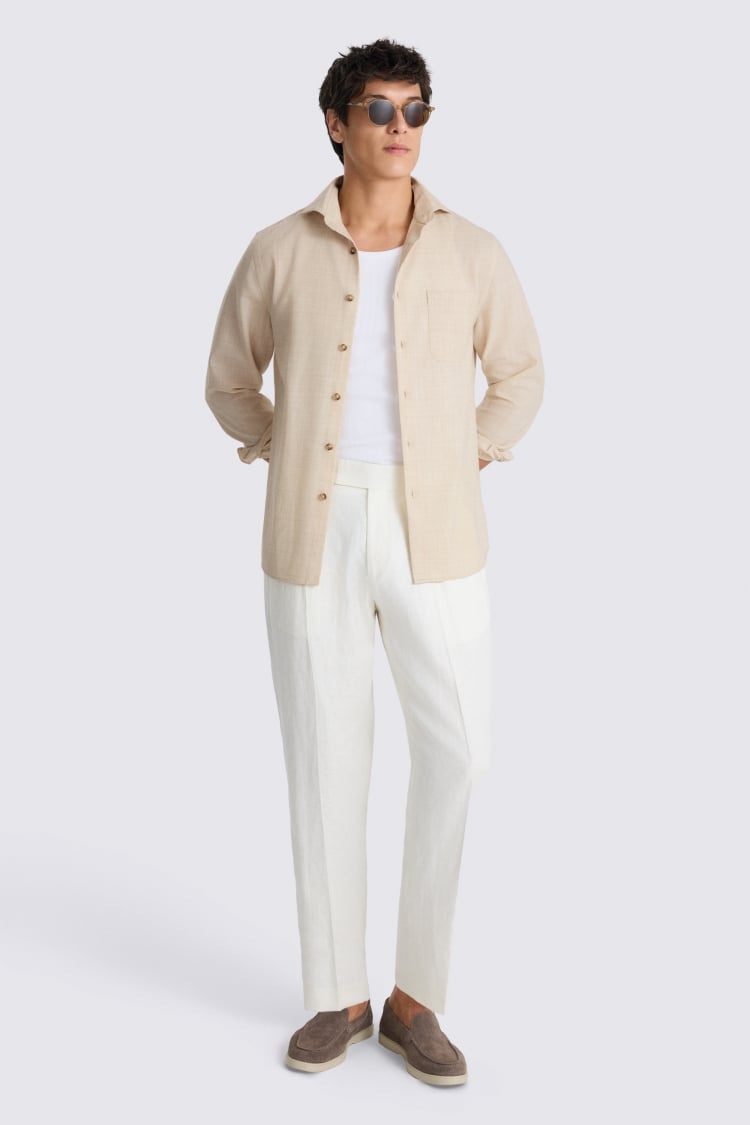 Neutral Tropical Wool Overshirt