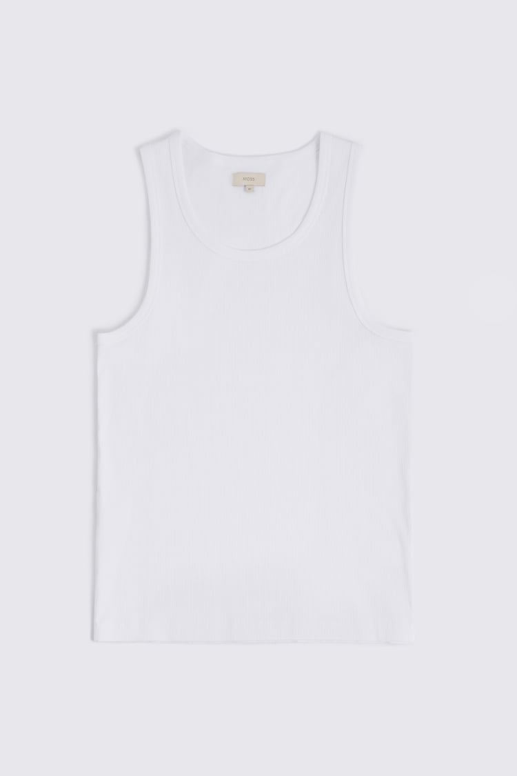 White Ribbed Cotton Vest