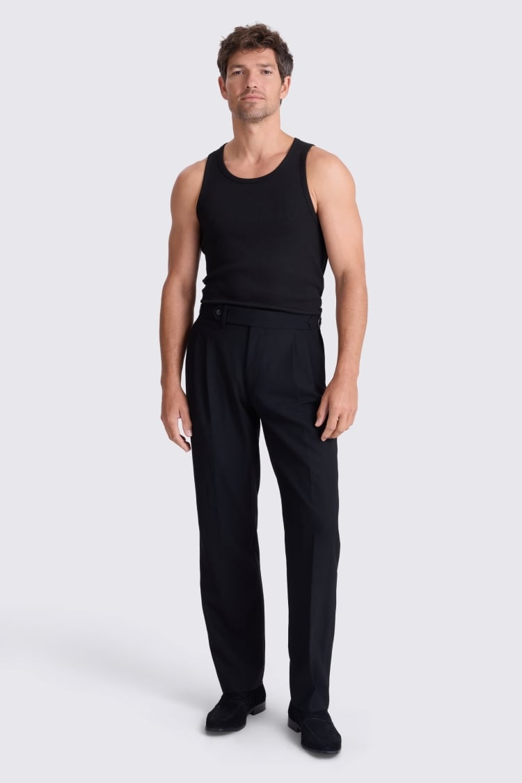 Black Ribbed Cotton Vest