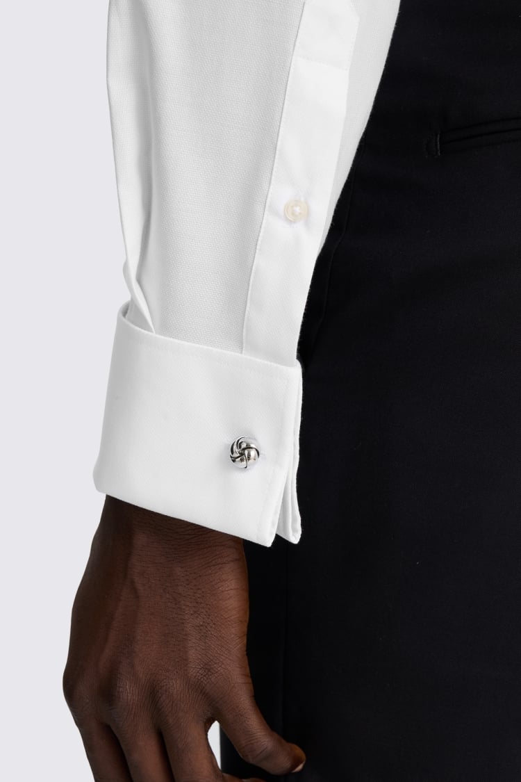 Tailored Fit White Dobby Stretch Shirt