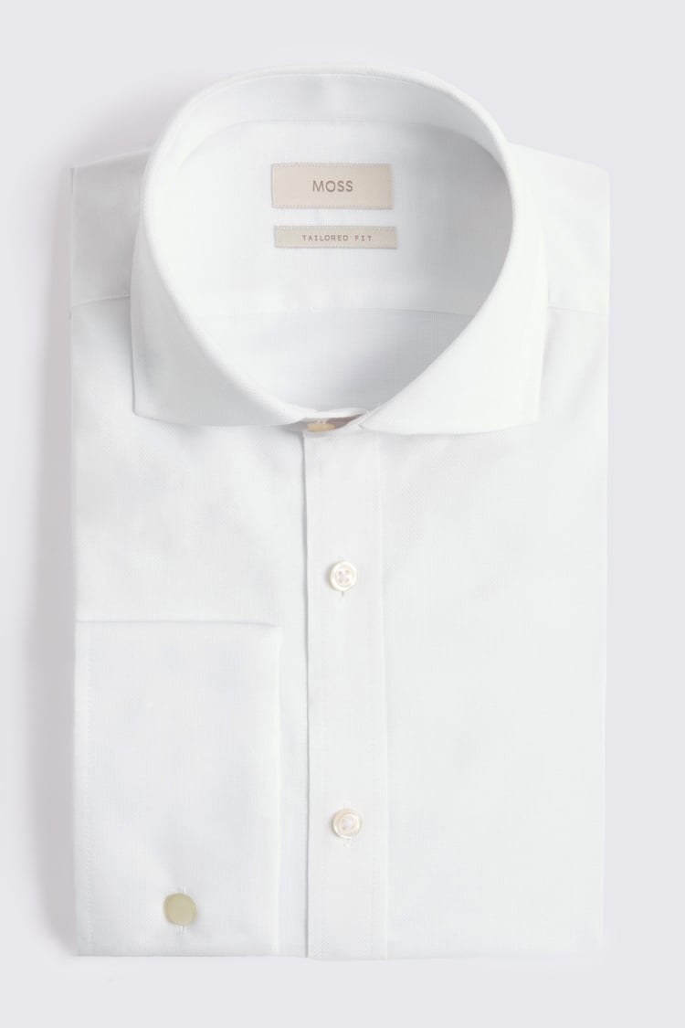 Tailored Fit White Dobby Stretch Shirt