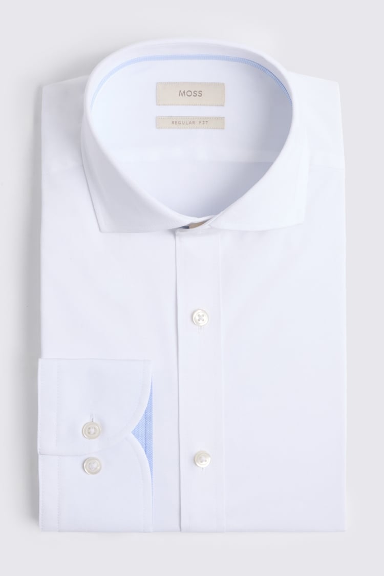 Regular Fit White Stretch Contrast Shirt