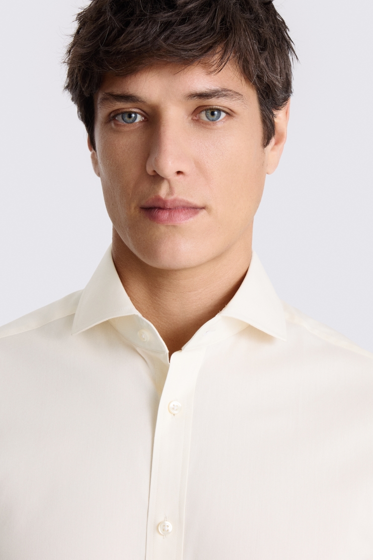 Tailored Fit Off White Stretch Shirt