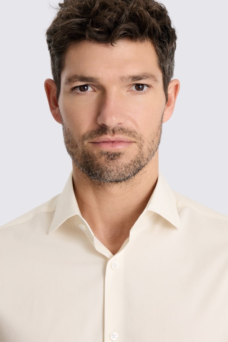 Slim Fit Off White Stretch Shirt 