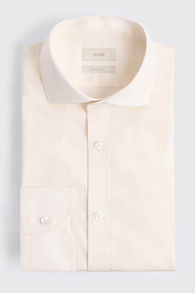 Slim Fit Off White Stretch Shirt 