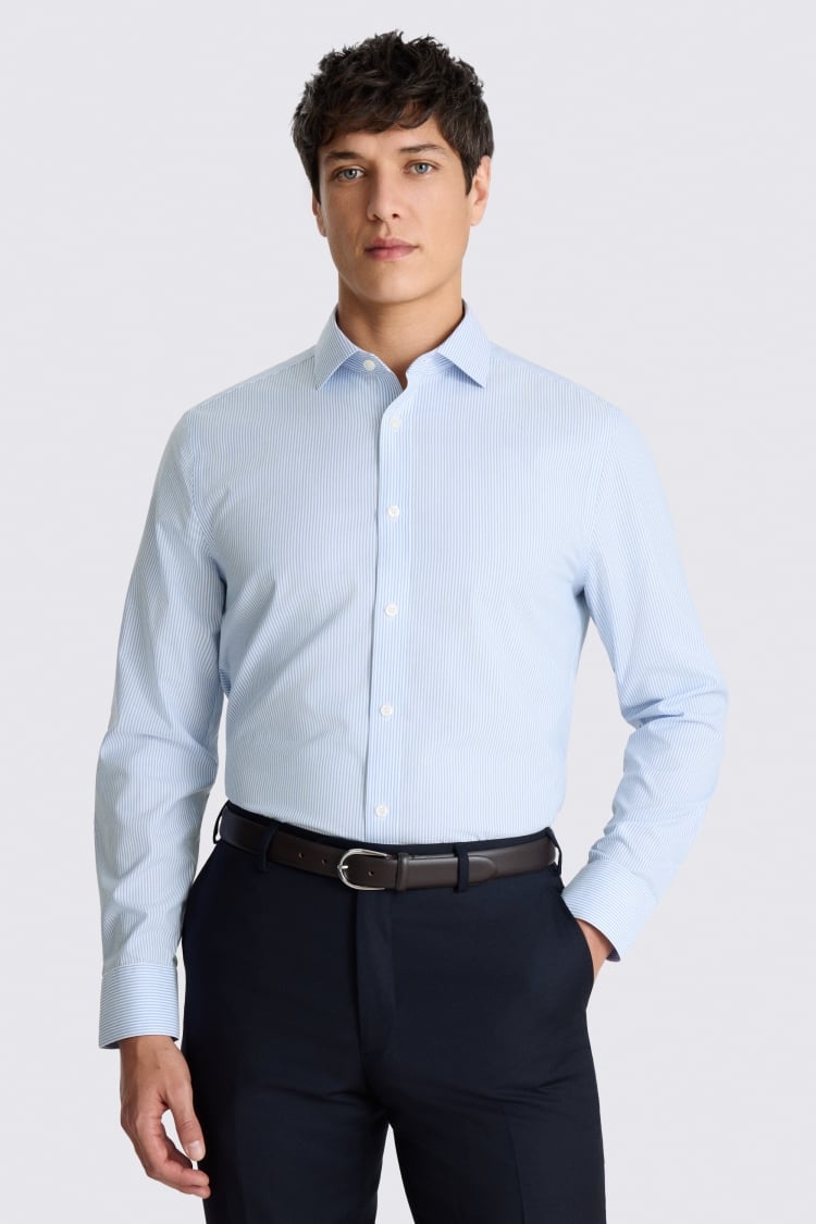 Tailored Fit Sky Stripe Stretch Shirt