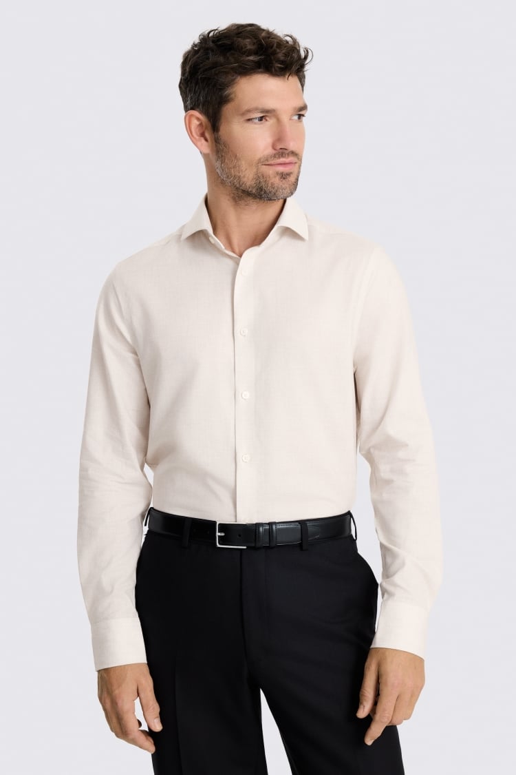 Tailored Fit Neutral Melange Shirt
