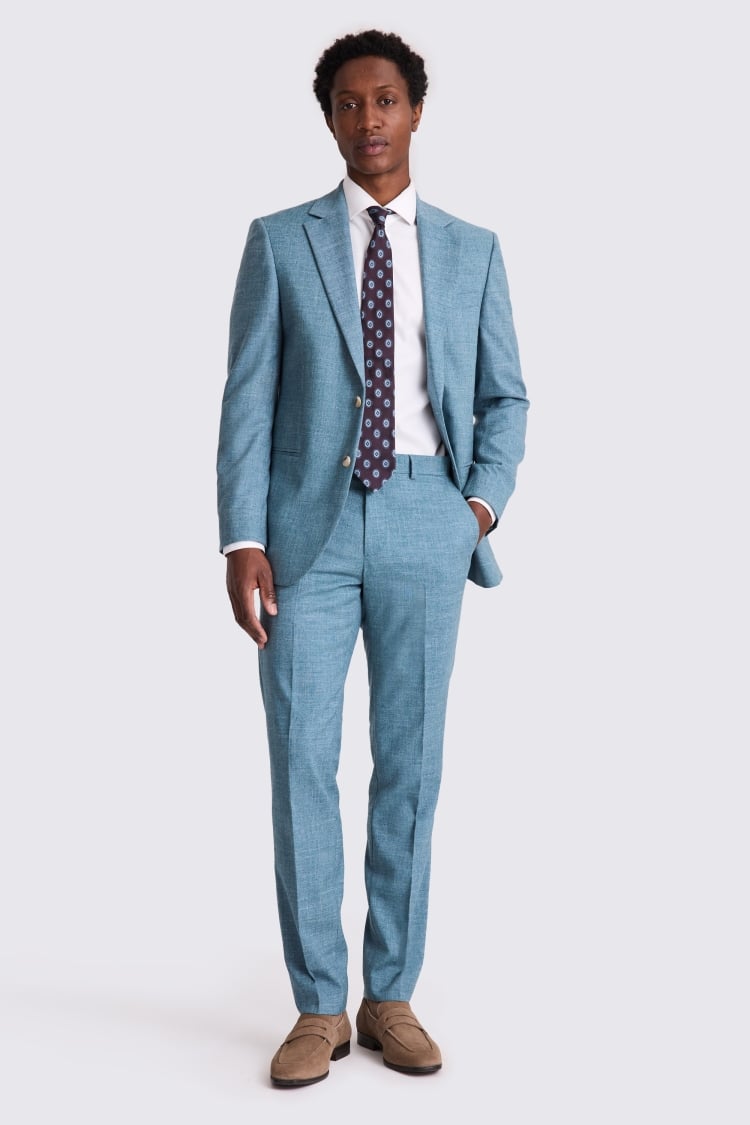Tailored Fit Teal Slub Suit