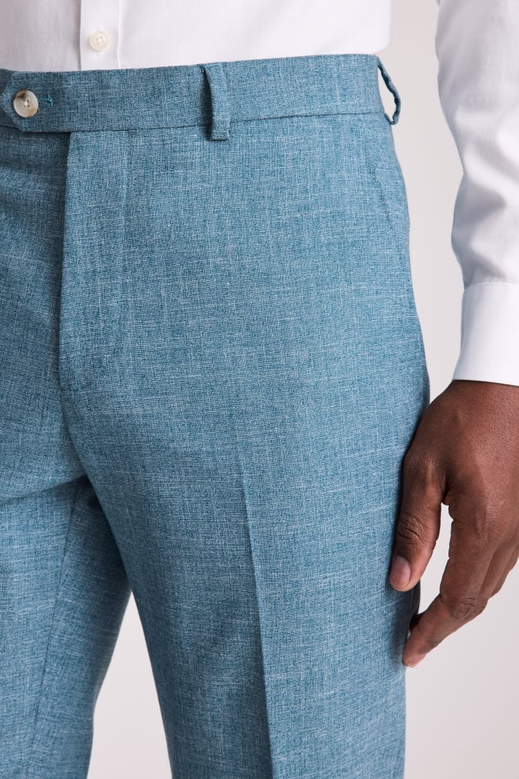 Tailored Fit Teal Slub Pants