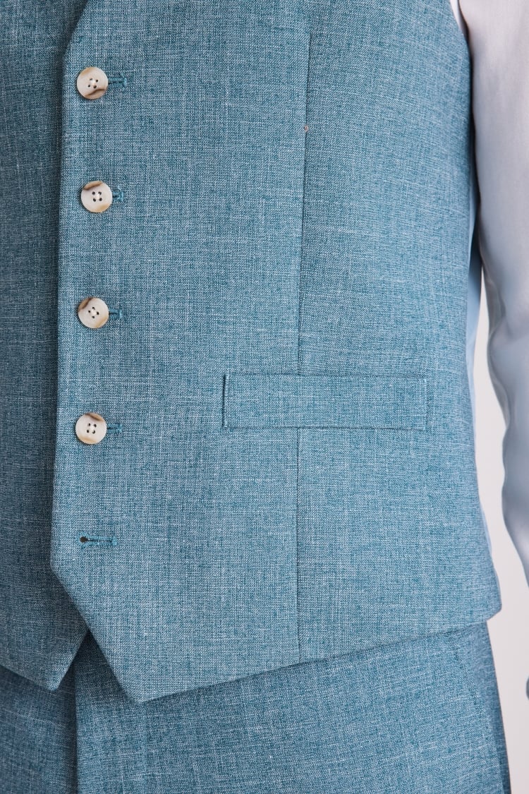 Tailored Fit Teal Slub Waistcoat