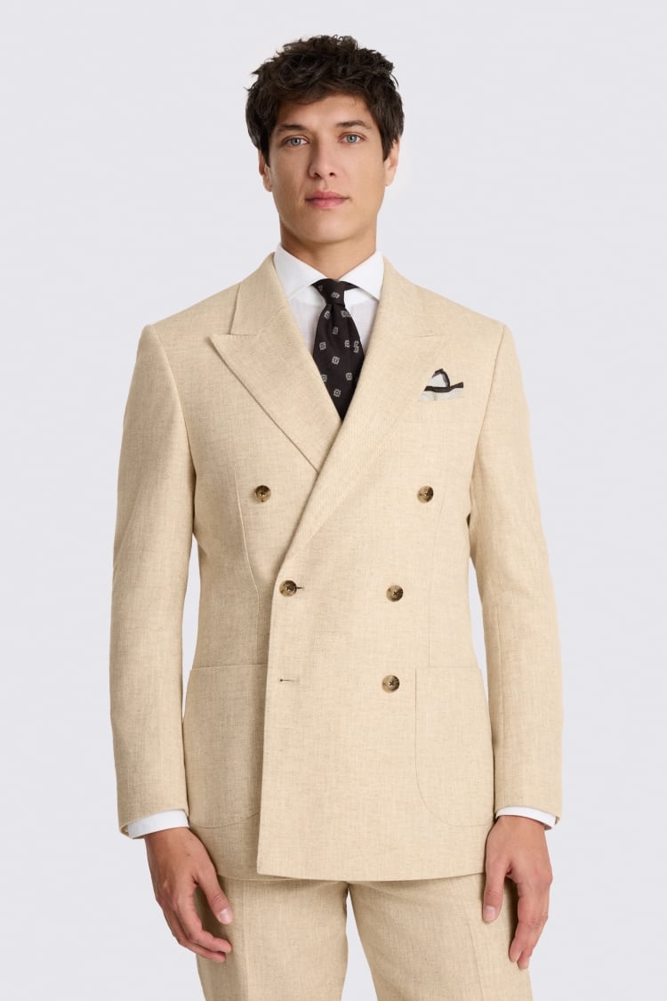 Relaxed Fit Ecru Twill Linen Cotton Suit