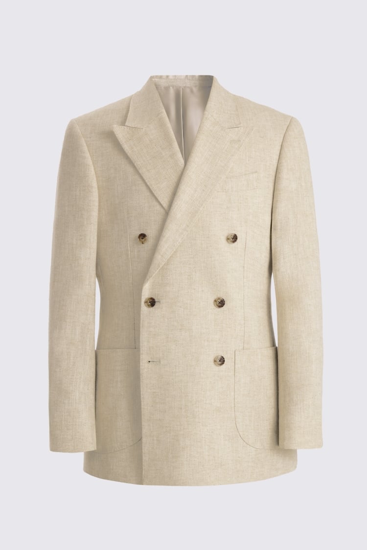 Relaxed Fit Ecru Twill Linen Cotton Suit