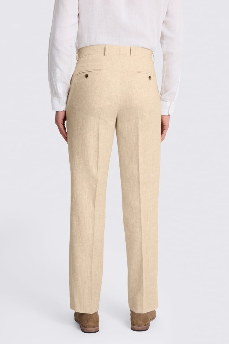 Relaxed Fit Ecru Twill Linen Cotton Pants