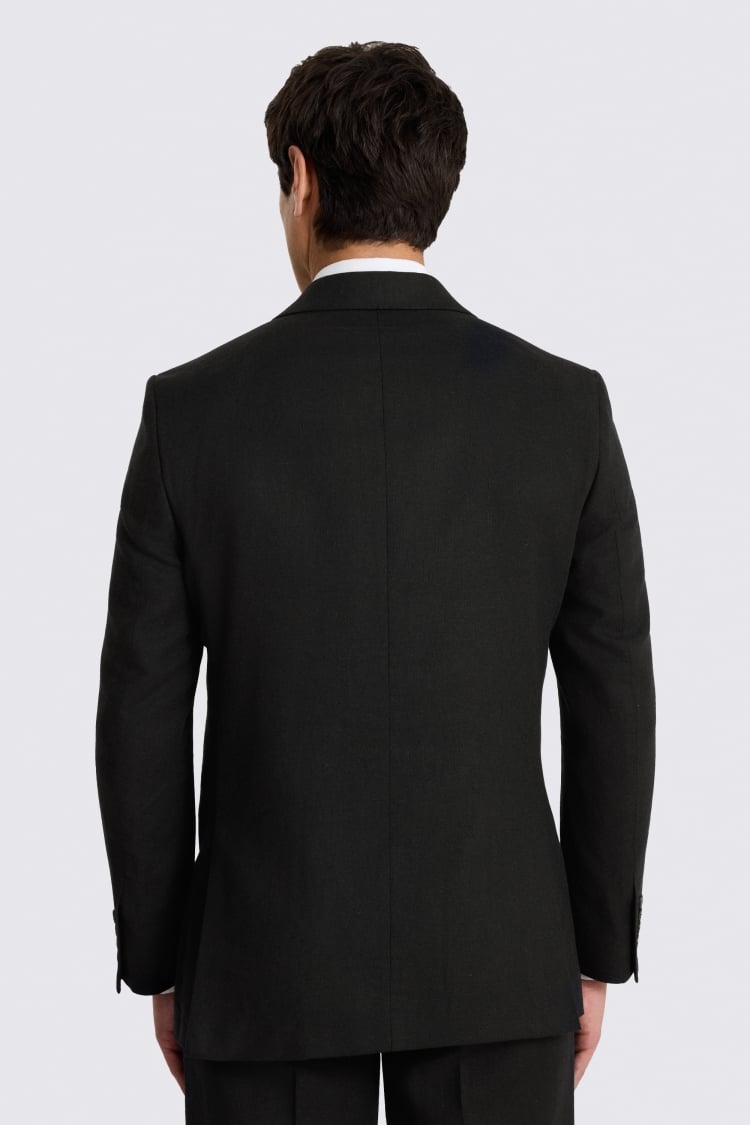 Relaxed Fit Black Twill Linen Cotton Suit