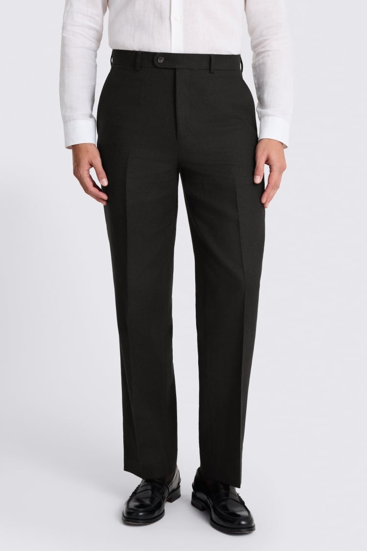 Relaxed Fit Black Twill Linen Cotton Suit