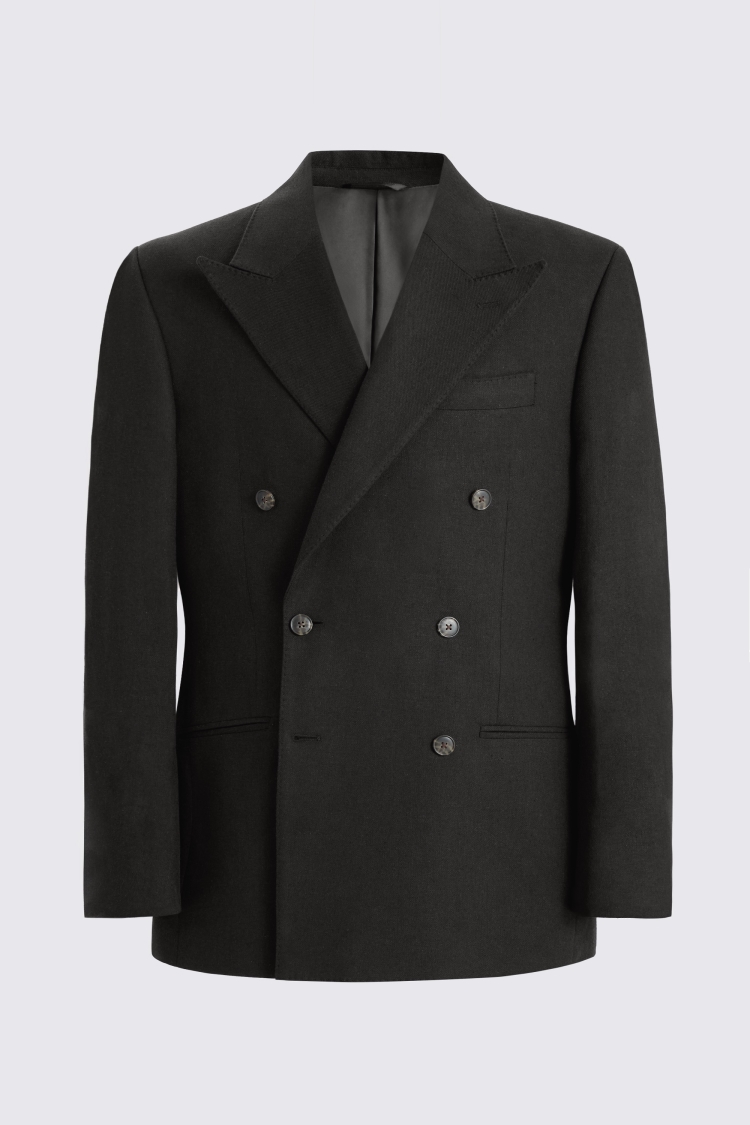 Relaxed Fit Black Twill Linen Cotton Jacket