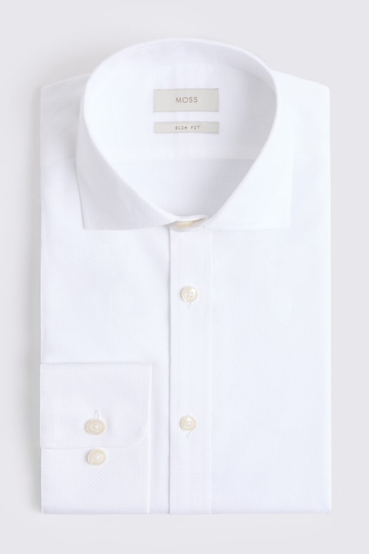 Slim Fit White Dobby Shirt