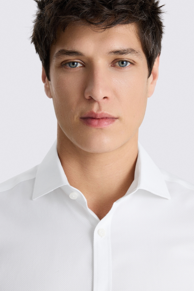 Slim Fit White Dobby Cotton Shirt