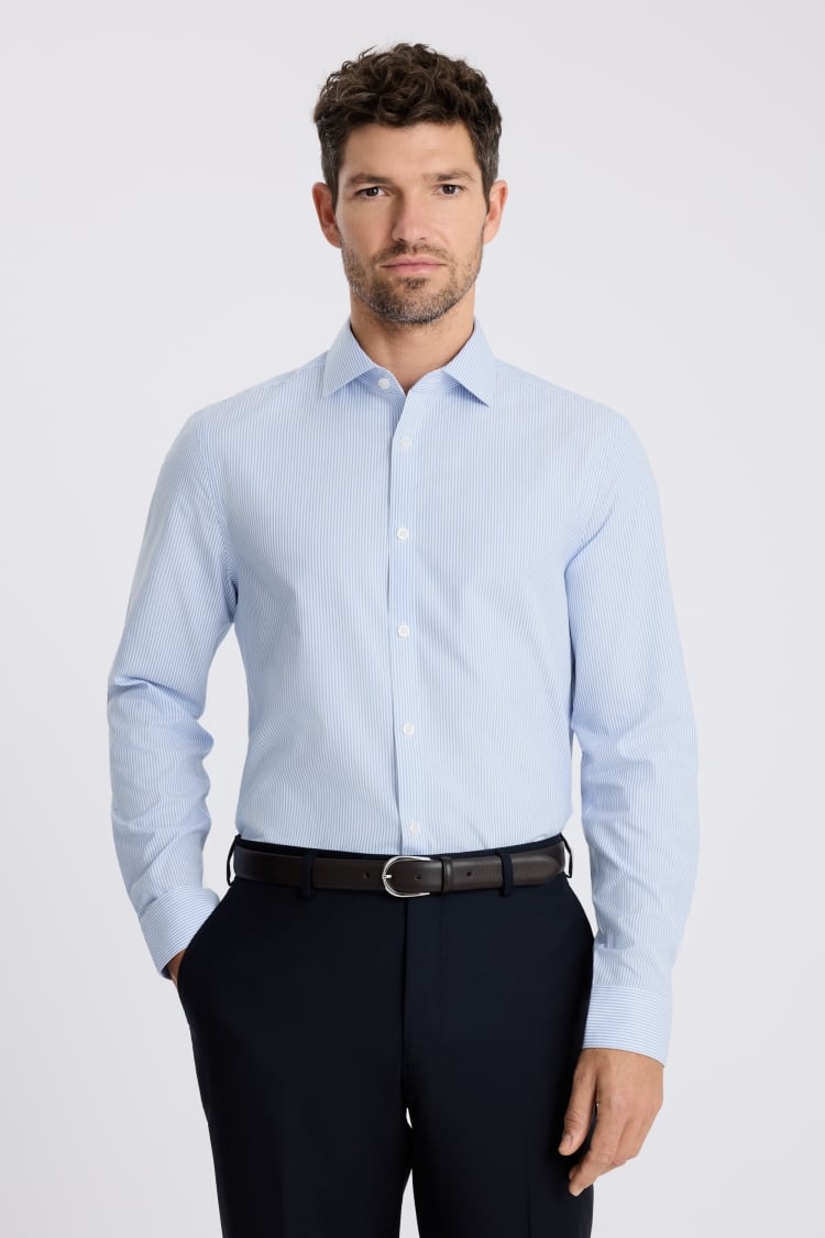 Slim Fit Sky Stripe Non Iron Shirt