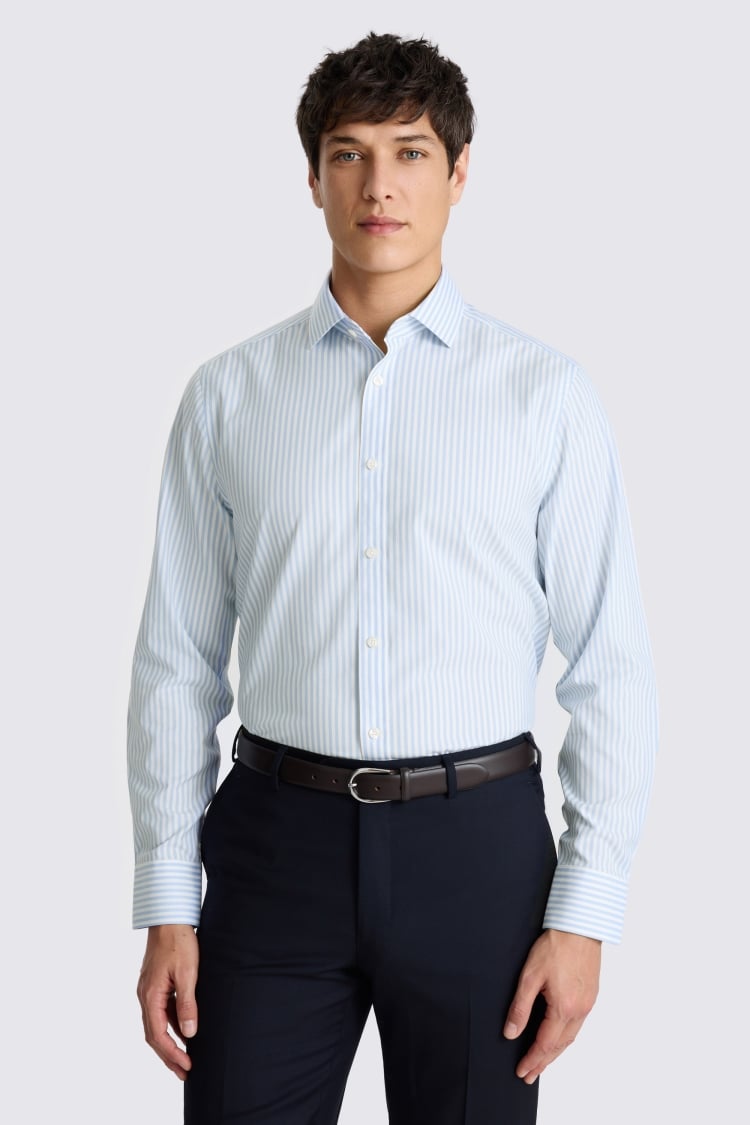 Tailored Fit Light Blue Bengal Stripe Non Iron Shirt