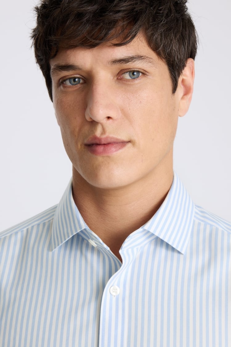 Tailored Fit Light Blue Bengal Stripe Non Iron Shirt