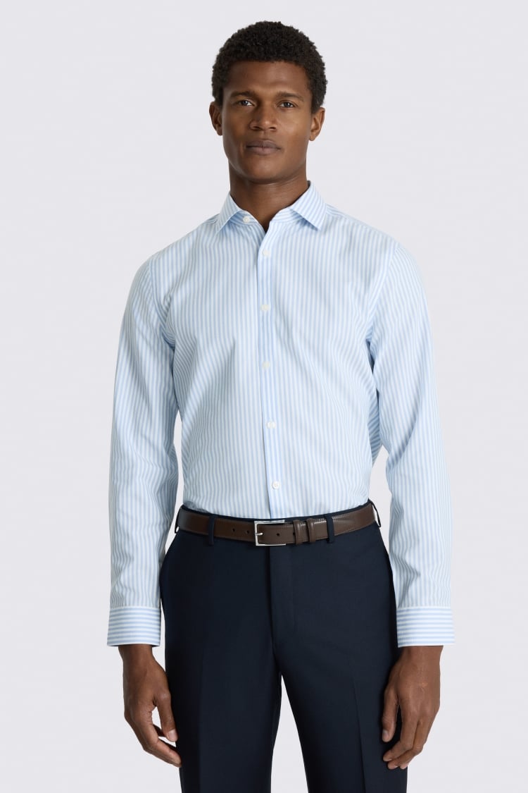 Slim Fit Light Blue Bengal Stripe Non Iron Shirt