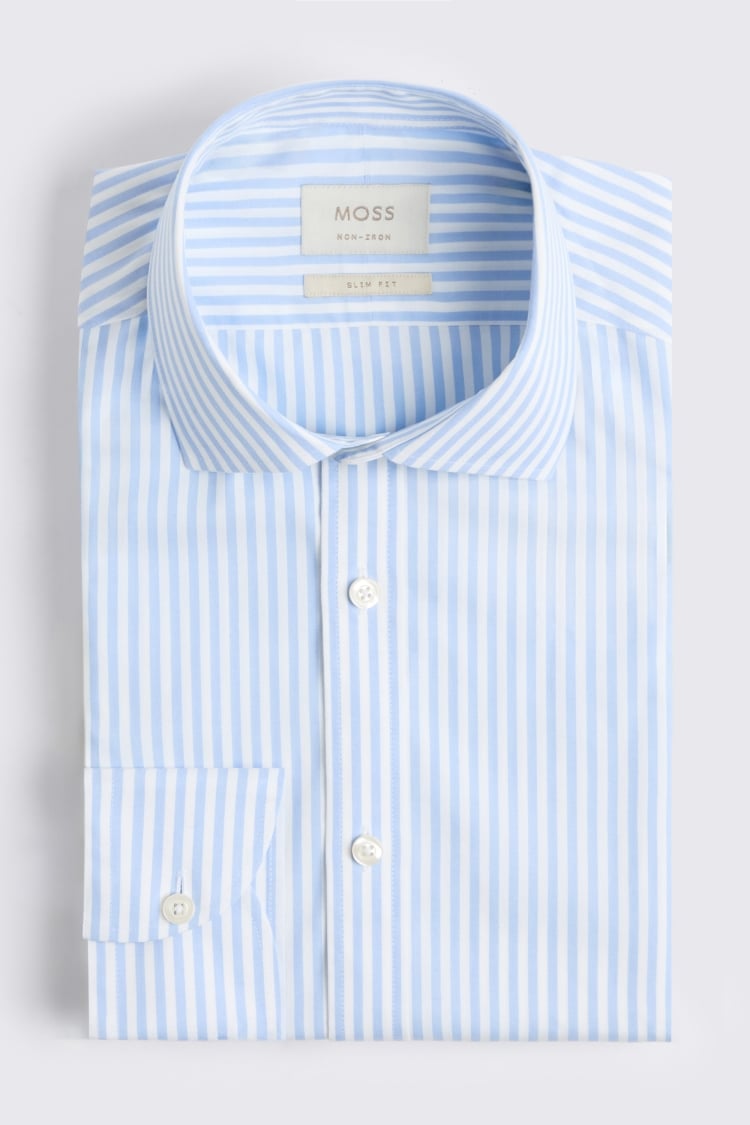 Slim Fit Light Blue Bengal Stripe Non Iron Shirt