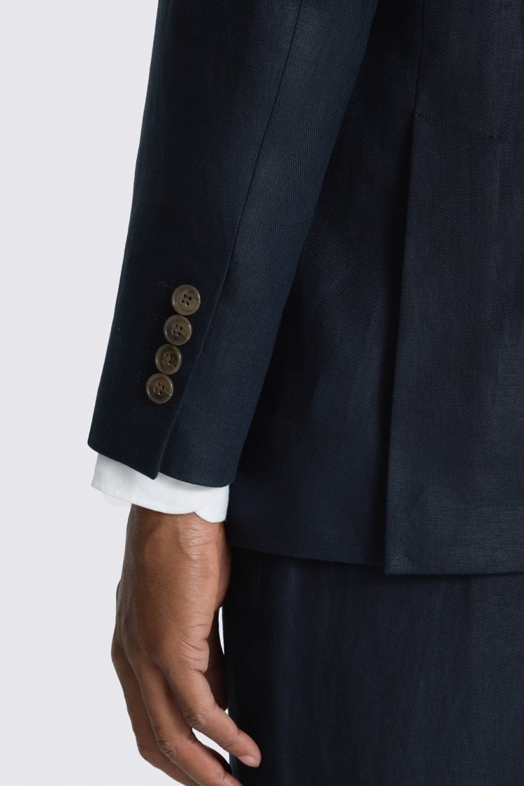 Regular Fit Navy Twill Linen Suit