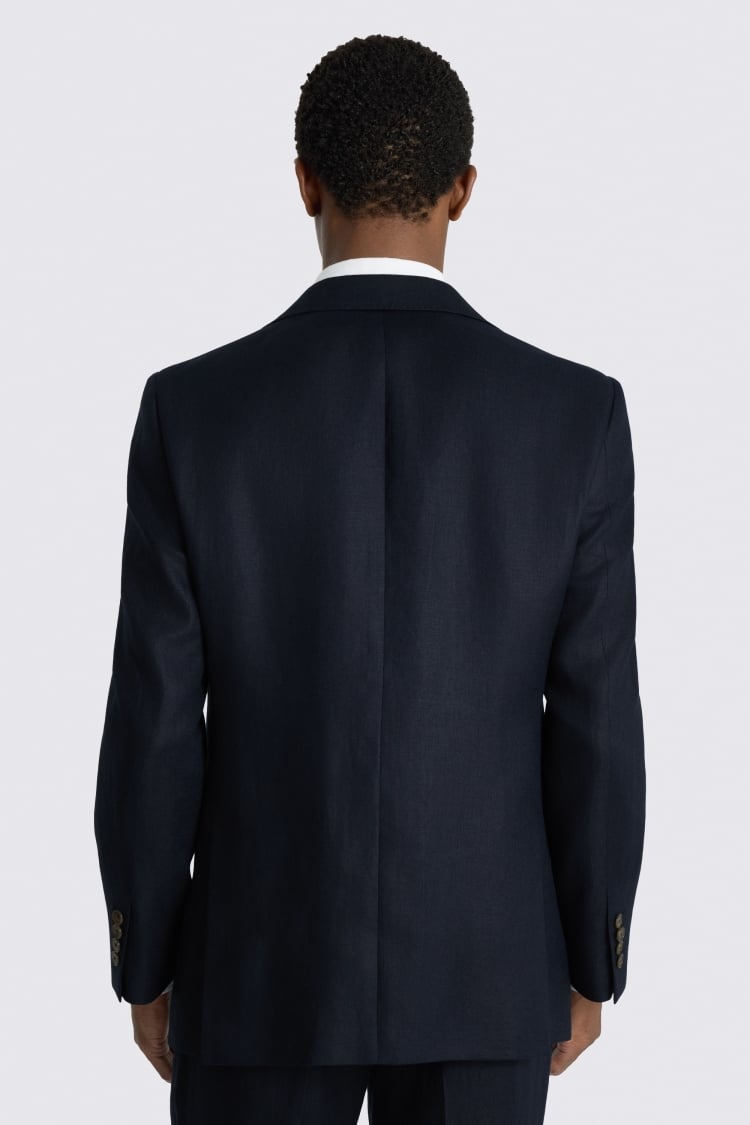 Regular Fit Navy Twill Linen Suit
