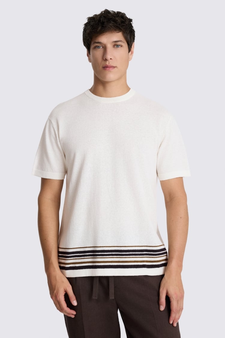 Off-White Multi Stripe Linen-Blend T-shirt