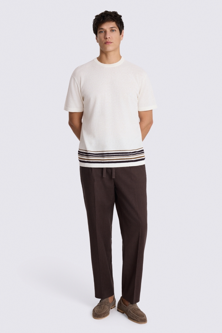 Off-White Multi Stripe Linen-Blend T-shirt
