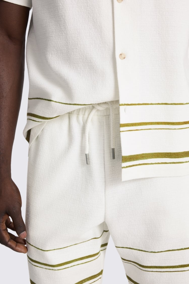 Olive Stripe Cotton Shorts