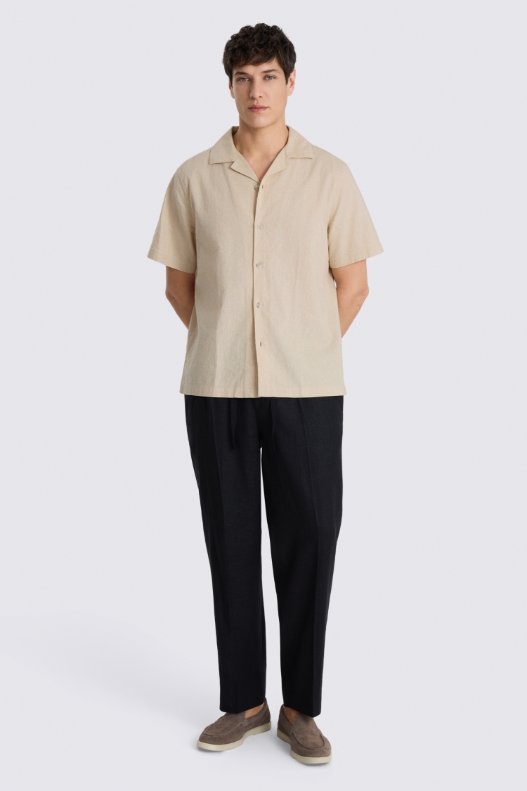 Neutral Cotton Linen Cuban Shirt