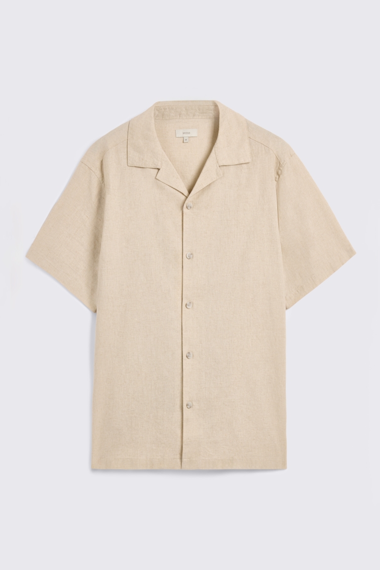 Neutral Cotton Linen Cuban Shirt