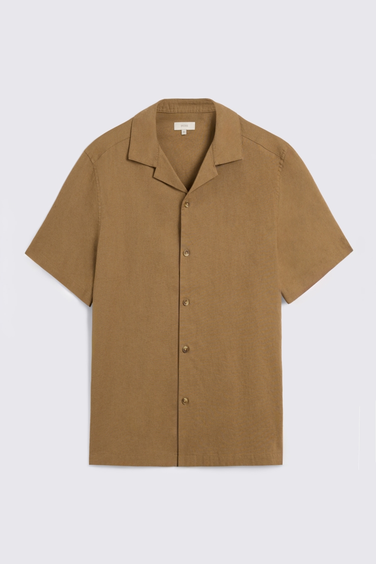 Dark Taupe Cotton Linen Cuban Shirt