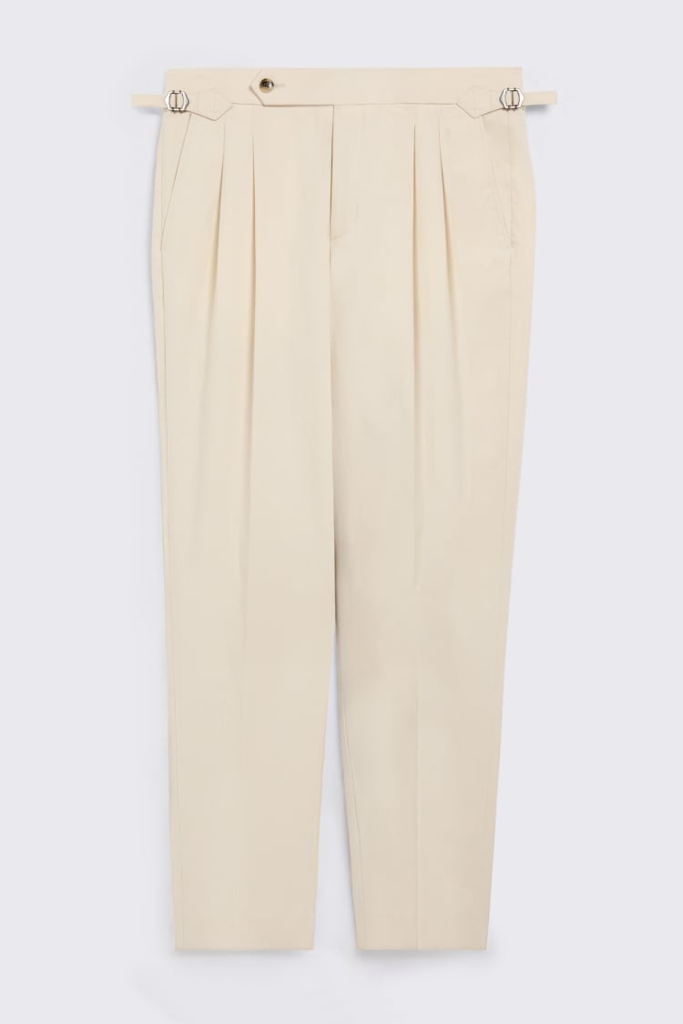 Light Camel Cotton Pleated Trouser 