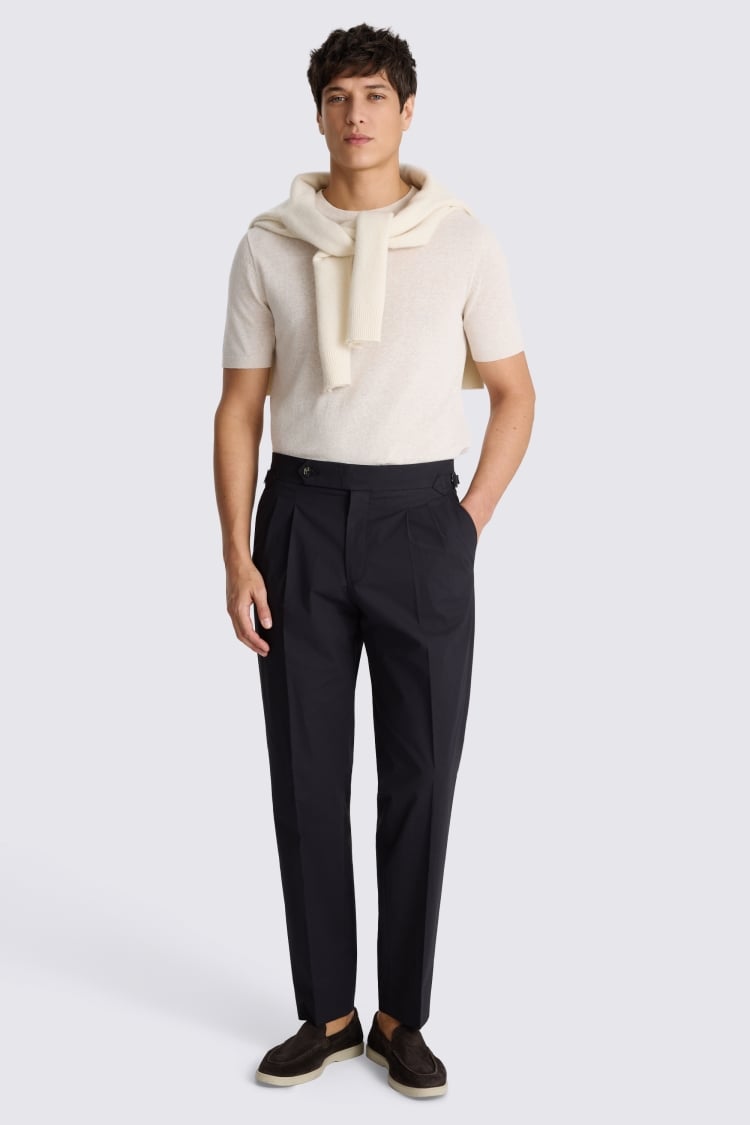 Ligth Black Cotton Pleated Trouser 