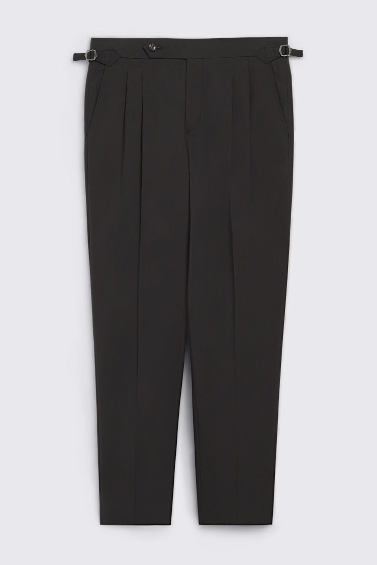 Black Cotton Pleated Trousers