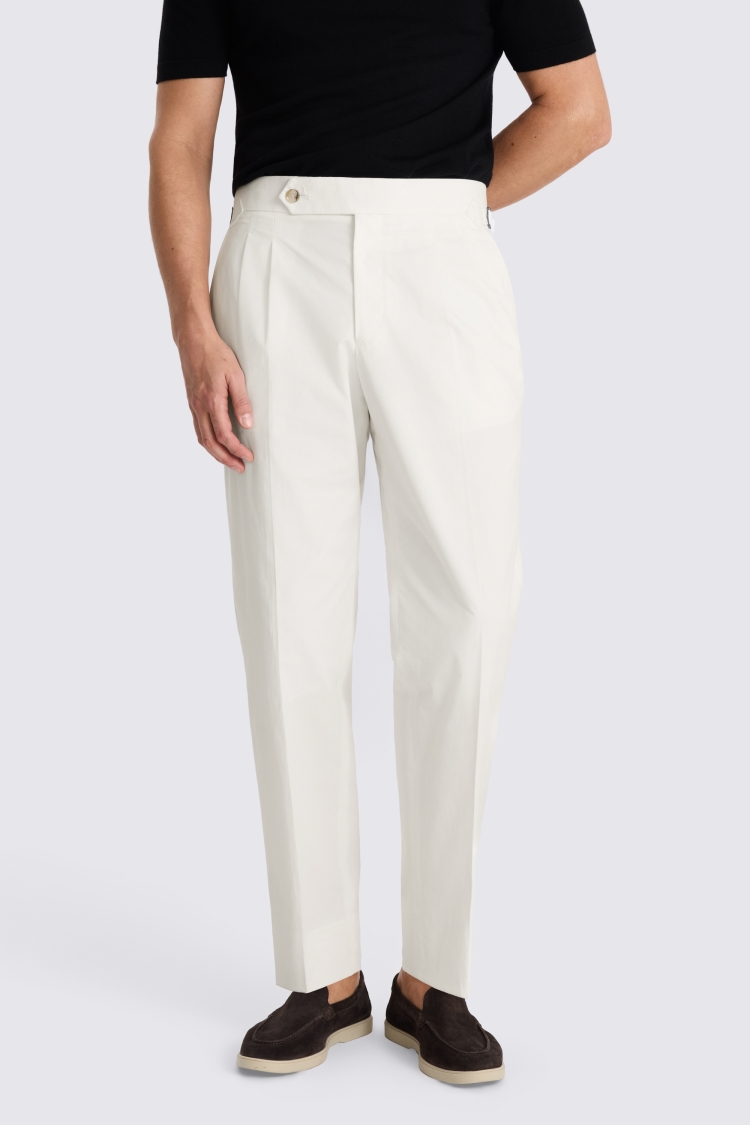 White Cotton Pleated Trouser 