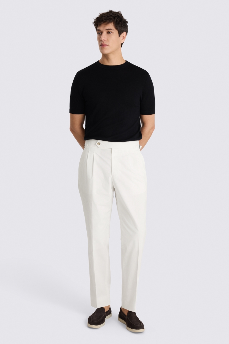 White Cotton Pleated Trouser 