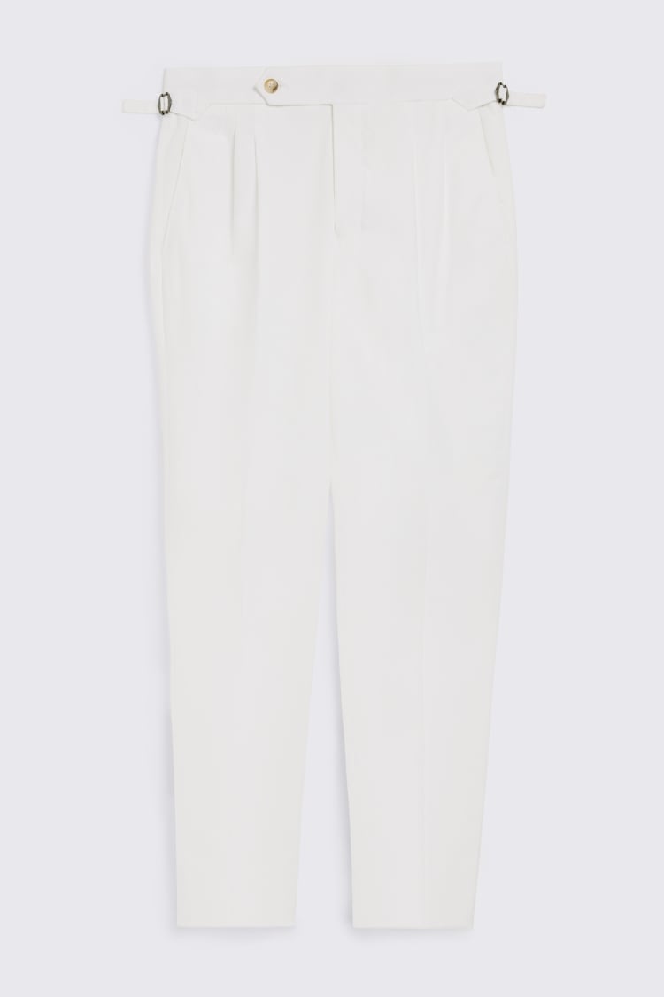 White Cotton Pleated Trouser 