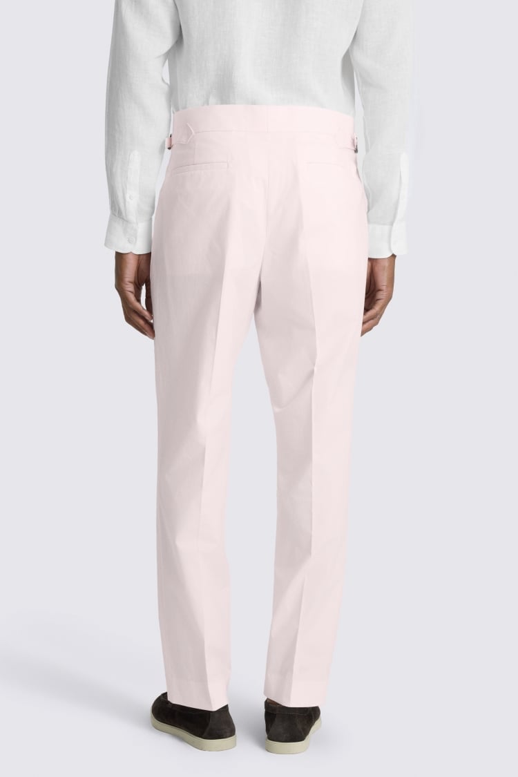 Pale Pink Cotton Pleated Trouser 