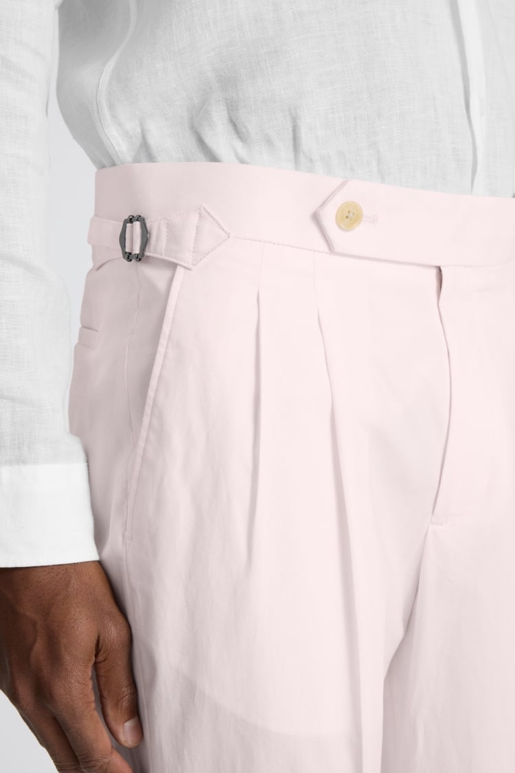 Pale Pink Cotton Pleated Trouser 
