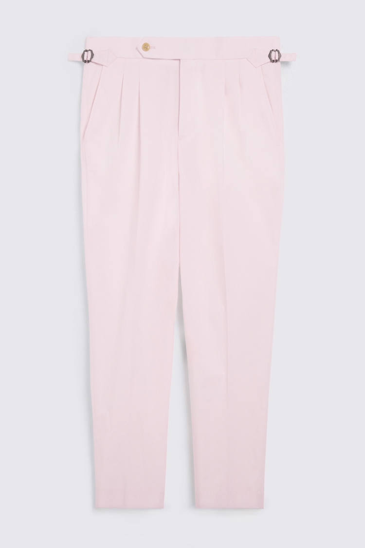 Pale Pink Cotton Pleated Pants